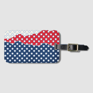 Trendy Red White & Blue Stars America Flag Pattern Luggage Tag