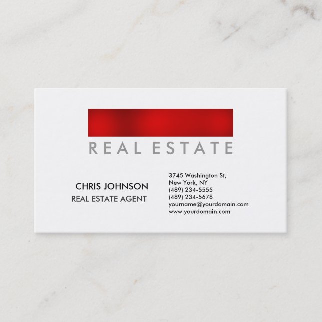 Trendy Red White Creative Agent Business Card (Front)