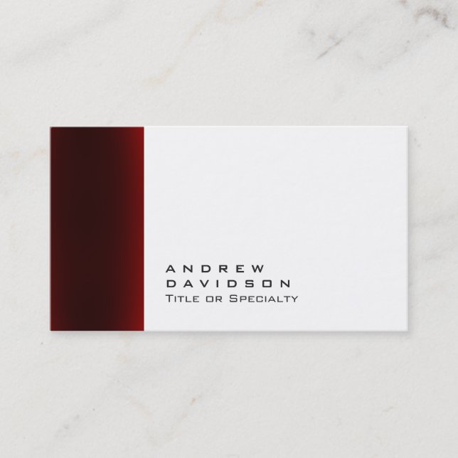 Trendy Red White Plain Stylish Business Card (Front)