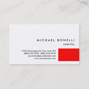 Trendy Red White Professional Business Card