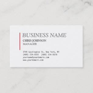 Trendy Red & White Stylish Manager Business Card