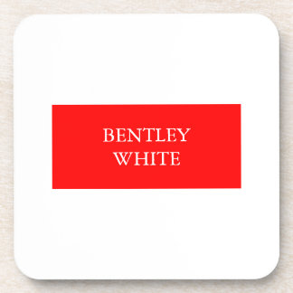 Trendy Red White Stylish Simple Plain Your Name Coaster
