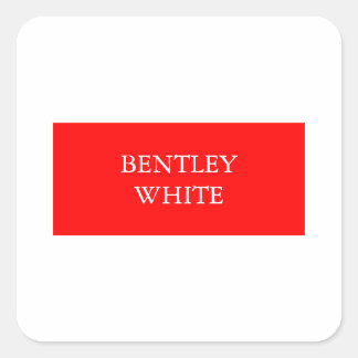 Trendy Red White Stylish Simple Plain Your Name Square Sticker