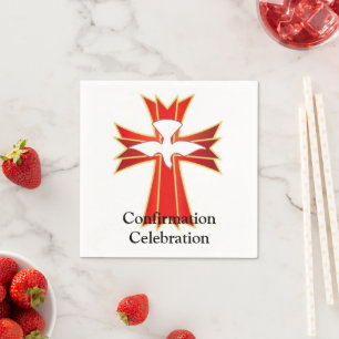 Trendy Red Yellow Fire Cross Dove Confirmation Nap Napkin