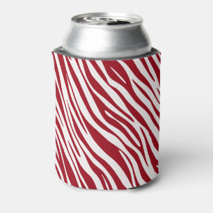 Trendy Red Zebra Animal Sripes Can Cooler