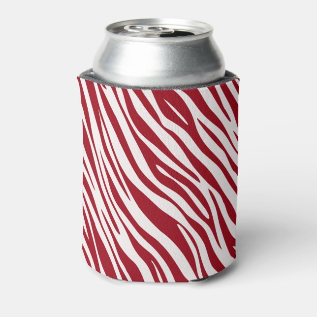 Trendy Red Zebra Animal Sripes Can Cooler (Can Back)