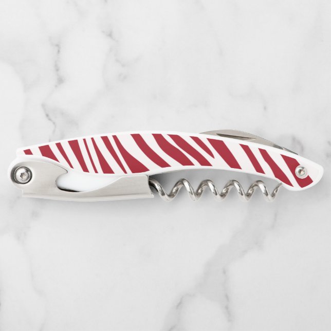 Trendy Red Zebra Animal Sripes Corkscrew (Front)