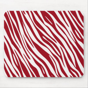 Trendy Red Zebra Animal Sripes Mouse Pad