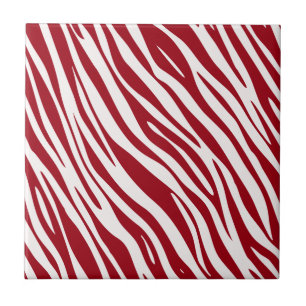 Trendy Red Zebra Animal Sripes Tile