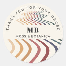 Trendy Retro 70s Monogram Business Thank You For