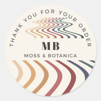 Trendy Retro 70s Monogram Business Thank You For Classic Round Sticker