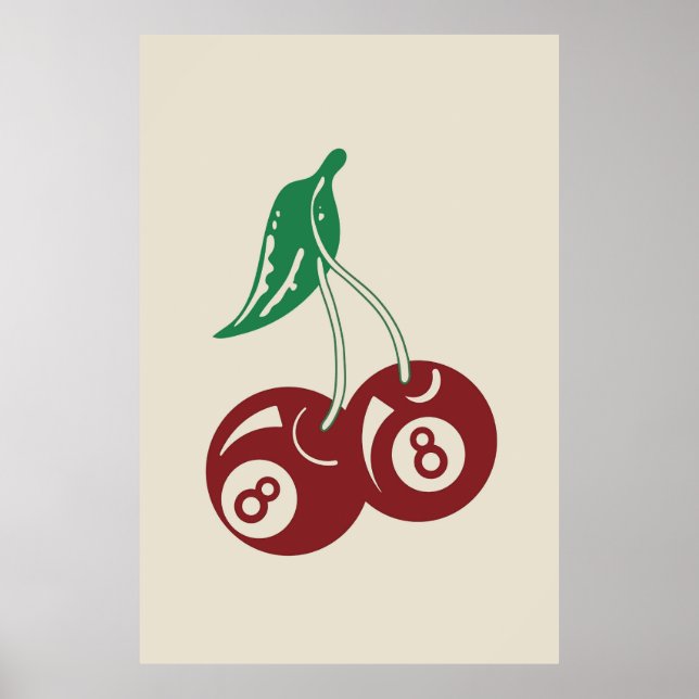 Trendy Retro 8 Ball Cherries Poster (Front)