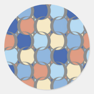 Trendy Retro Blue Orange and Yellow Circles Design Classic Round Sticker