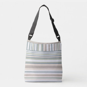 Trendy retro colours beige green brown stripes Crossbody Bag