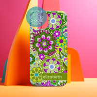 Trendy Retro Floral Pattern custom name block