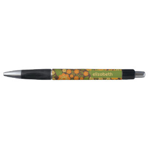 Trendy Retro Floral Pattern Custom name block  Pen