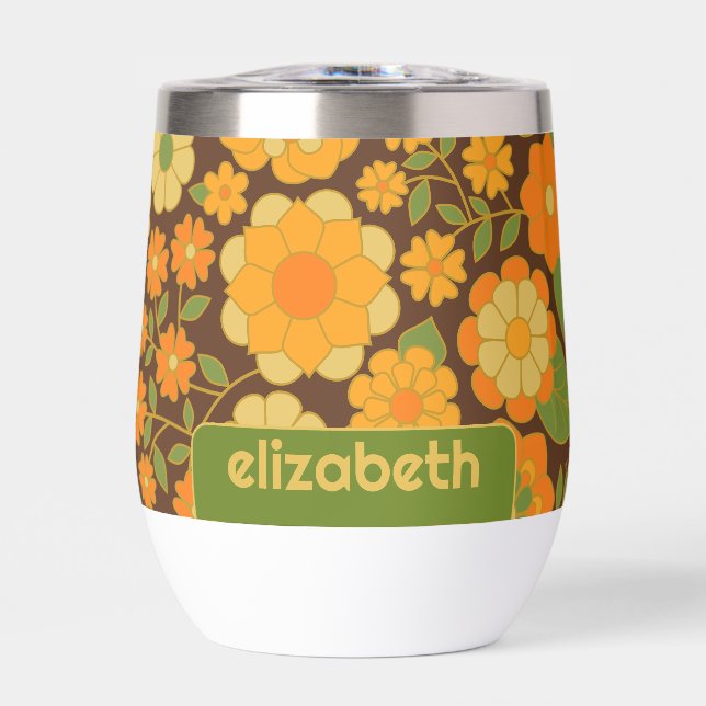 Trendy Retro Floral Pattern with name block (Front)