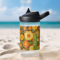 Trendy Retro Floral Pattern with name block