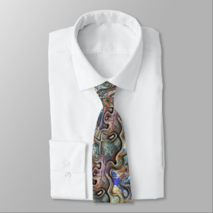 Trendy Retro Futuristic Marbled Waves Art Pattern Tie