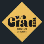Trendy Retro Grad Class of 2024 Gold Graduation Graduation Cap Topper<br><div class="desc">This gold graduation hat topper offers a simple design featuring the word "grad" in a fun, bold retro text. Personalize with the graduation year and graduates name.</div>