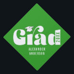 Trendy Retro Grad Class of 2024 Green Graduation Graduation Cap Topper<br><div class="desc">This green graduation hat topper offers a simple design featuring the word "grad" in a fun, bold retro text. Personalize with the graduation year and graduates name.</div>