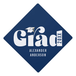 Trendy Retro Grad Class of 2025 Graduation Cap Topper
