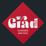 Trendy Retro Grad Class of 2025 Red Graduation Graduation Cap Topper<br><div class="desc">This red graduation hat topper offers a simple design featuring the word "grad" in a fun, bold retro text. Personalize with the graduation year and graduates name.</div>