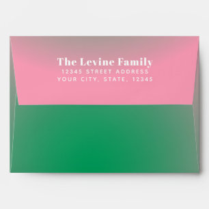 Trendy Retro Gradient Pink Green Return Address Envelope