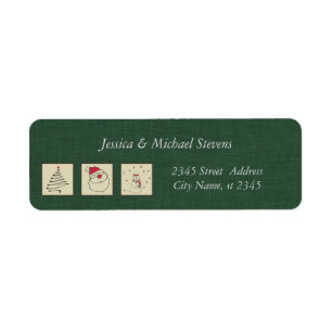 Trendy retro green linen cute Christmas patchwork