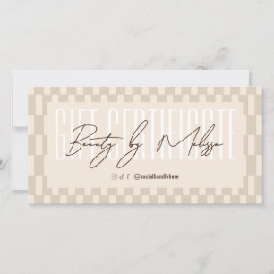 Trendy Retro Pastel Beige Salon Gift Certificate