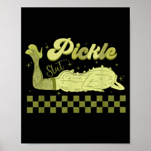 Trendy retro pickle funny food apparel canned poster
