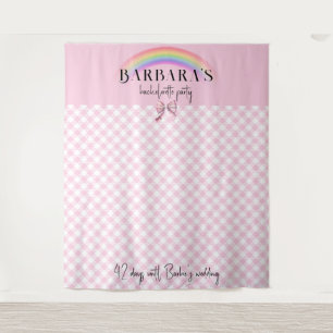 Trendy Retro Plaid Gingham Chequerboard Girly Pink Tapestry