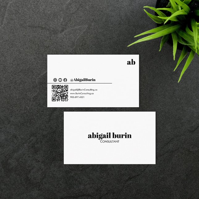 Trendy Retro QR Code Social Media Business Card (Creator Uploaded)