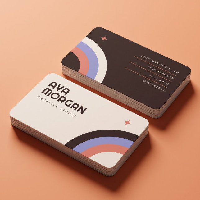 Trendy Retro Rainbow Creative Business Card (Creator Uploaded)