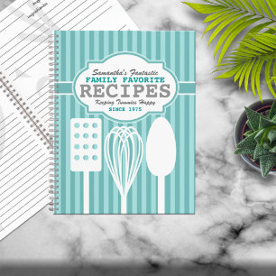 Trendy Retro Recipes Personalized Notebook
