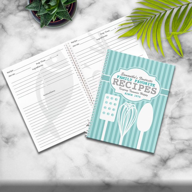 Trendy Retro Recipes Personalized Notebook (Creator Uploaded)