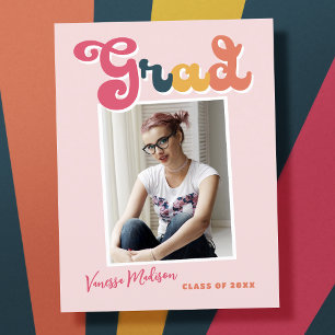 Trendy Retro Style Vintage Graduation 1 Photo Postcard