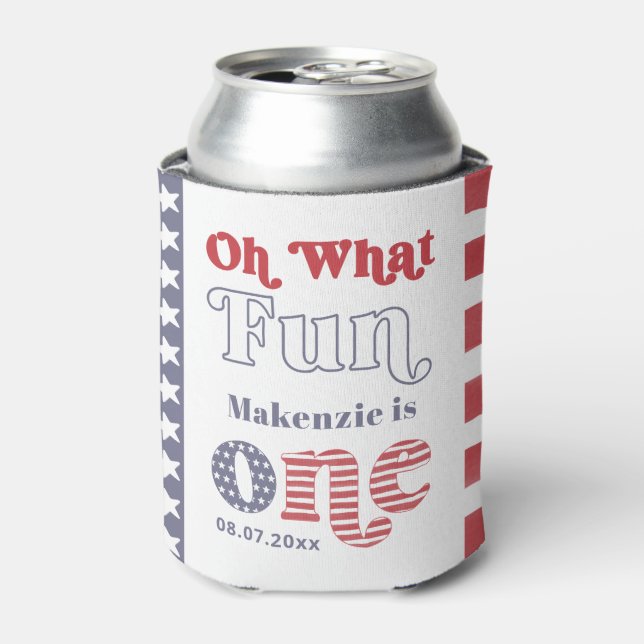 Trendy Retro Summer 1st Birthday Party Favour Can Cooler (Can Front)