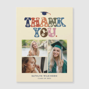 Trendy Retro Typography Photo Graduation Thank You