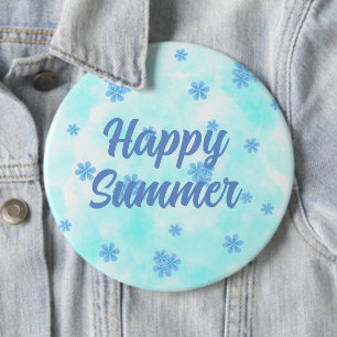 trendy retro vintage blue flowers monogram 6 inch round button