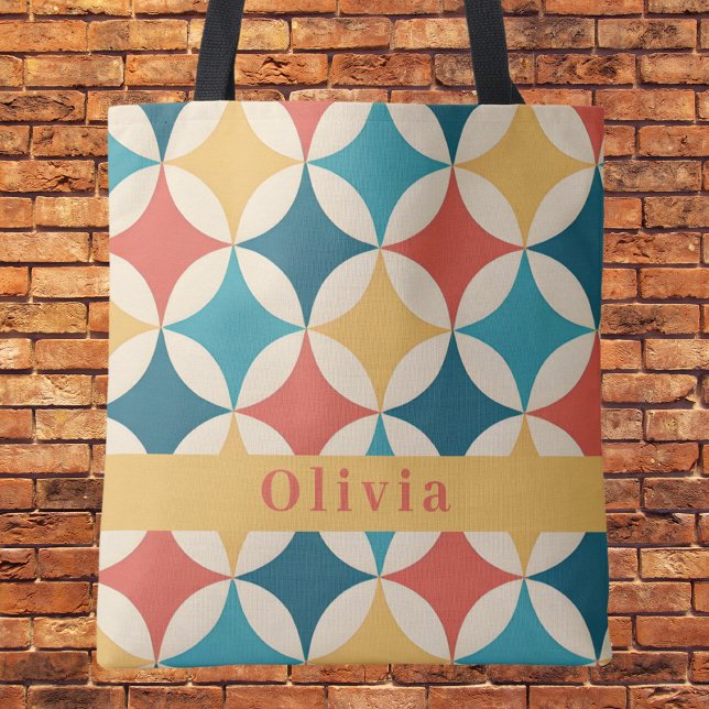 Trendy Retro Vintage Pattern Monogram Tote Bag (Creator Uploaded)