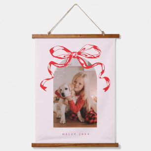 Trendy ribbon bow arched photo Holiday/Christmas  Hanging Tapestry