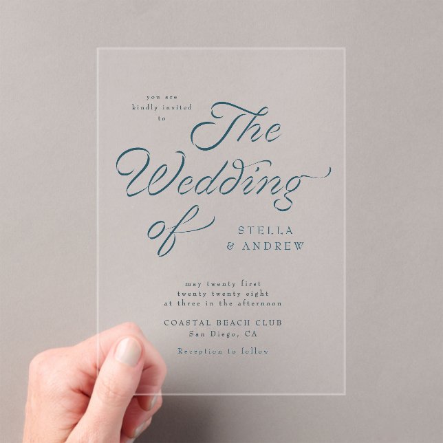 Trendy Ribbon Elegant Script Wedding Invitation (Insitu (Handheld))