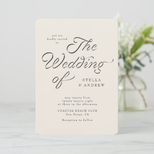 Trendy Ribbon Elegant Script Wedding Invitation