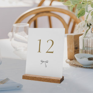 Trendy Ribbon White Wedding Table Number Acrylic Sign