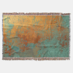 Trendy Rich Copper Patina Metallic Throw Blanket