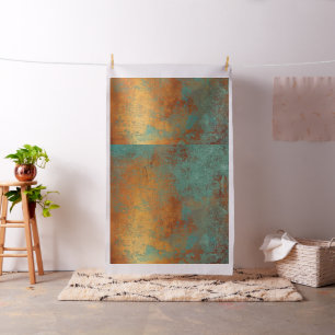 Trendy Rich Copper Patina Square Texture Fabric