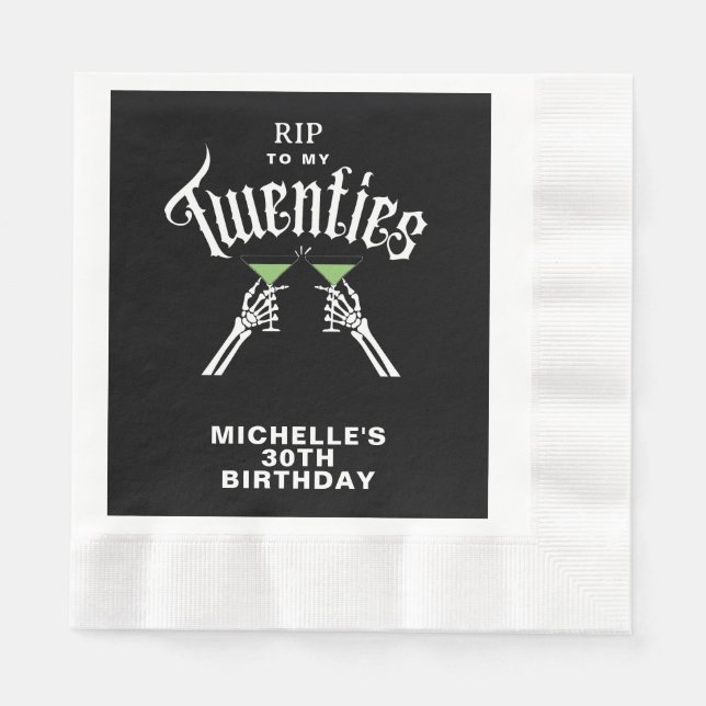 Trendy RIP To My Twenties 30th Birthday Party Napkin (Front)