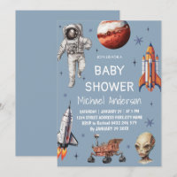 Trendy  Rocket Ship Space Galaxy Alien Baby Shower