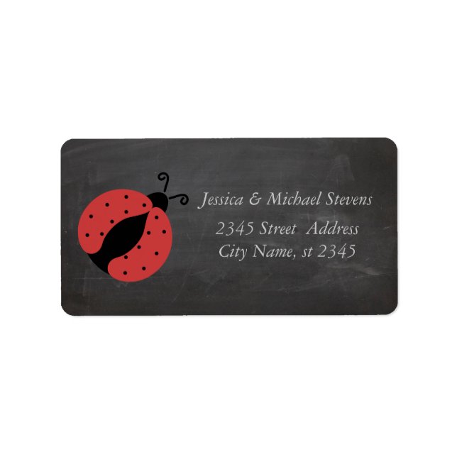 Trendy romantic ladybug chalkboard label (Front)